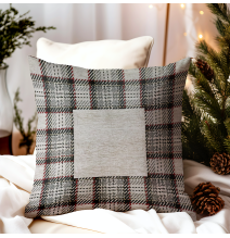 Párnahuzat gobelin Tartan szürkésbarna 42x42 cm Chenille IT025