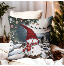 Párnahuzat gobelin Hóember 42x42 cm Chenille IT07
