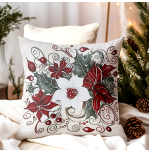 Karácsonyi párnahuzat gobelin Karácsonyi rózsa Chenille IT040