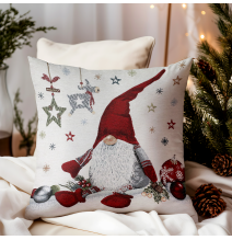 Párnahuzat gobelin 42x42 cm Vörös manó Chenille IT010