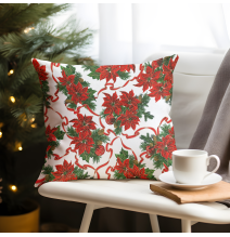 Párnahuzat karácsonyi rózsa fehér