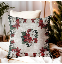 Karácsonyi gobelin párnahuzat lurexszel - karácsonyi füzér