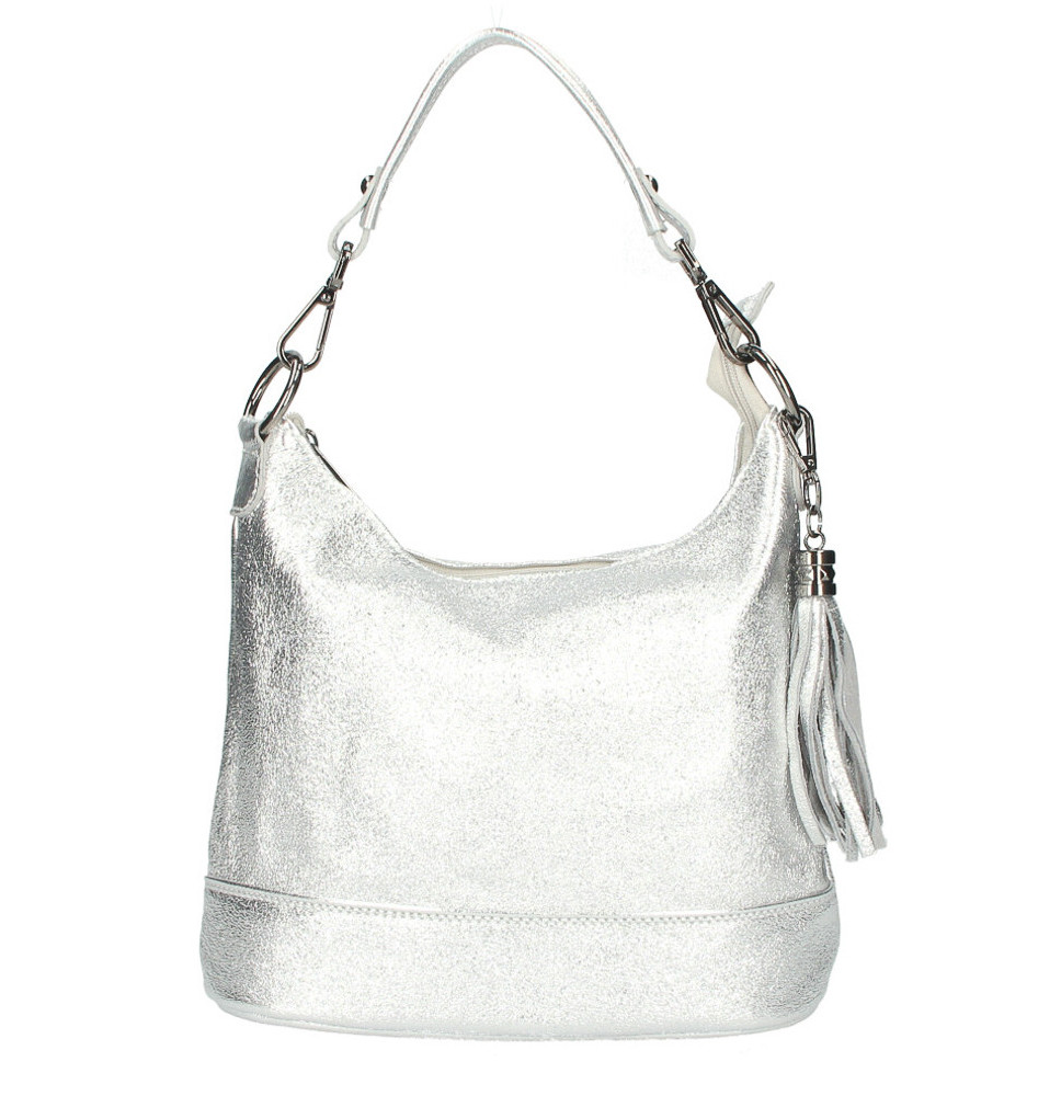 Női bőr kézitáska MI38 ezüst Made in Italy