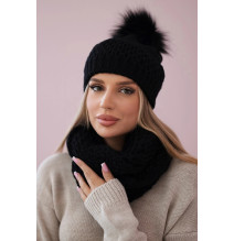Női téli kalap és sál PLK4 feketé