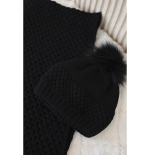 Női téli kalap és sál PLK4 feketé