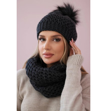 Női téli kalap és sál PLK4 grafit
