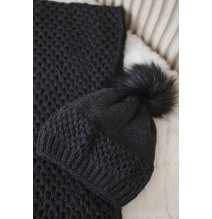 Női téli kalap és sál PLK4 grafit