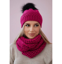 Női téli kalap és sál PLK4 fukszia