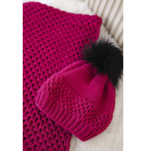 Női téli kalap és sál PLK4 fukszia