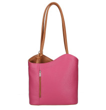 Bőr válltáska/hátizsák 1260 fukszia+konyak Made in Italy