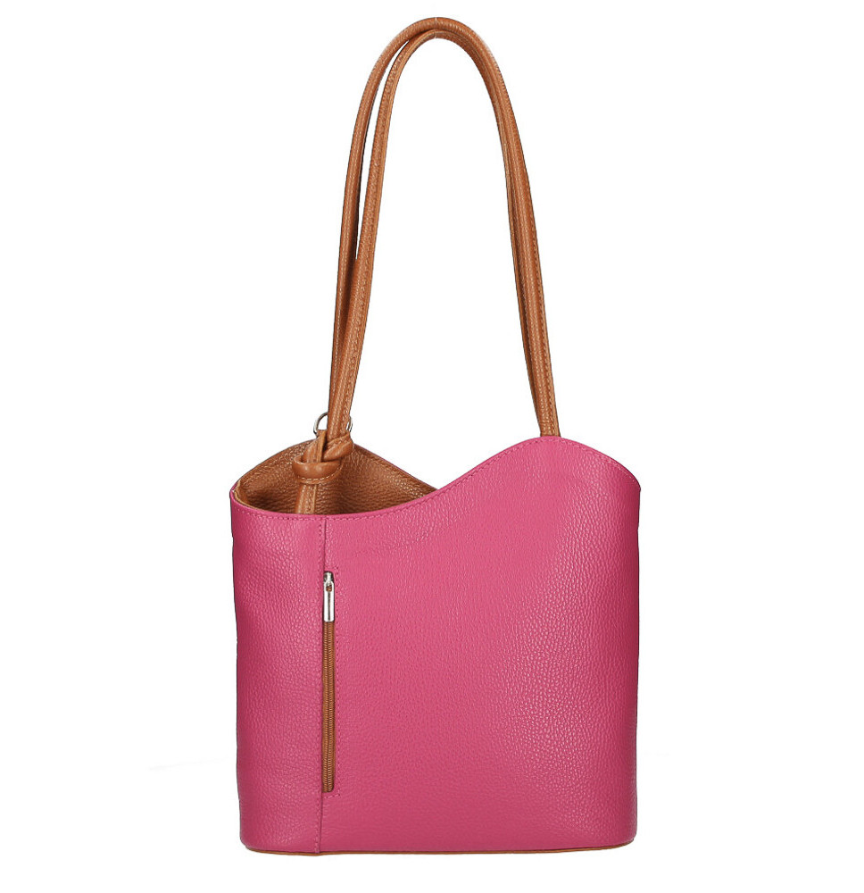 Bőr válltáska/hátizsák 1260 fukszia+konyak Made in Italy