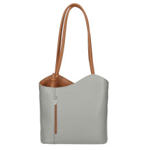 Bőr válltáska/hátizsák 1260 szürke+konyak Made in Italy