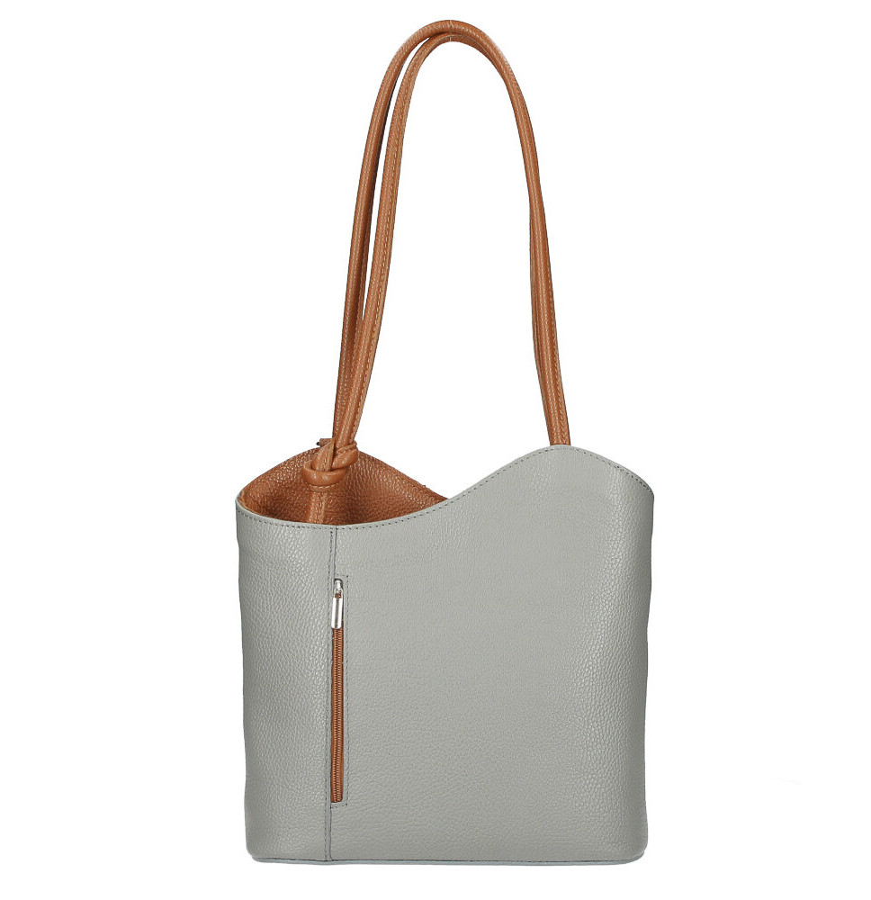 Bőr válltáska/hátizsák 1260 szürke+konyak Made in Italy