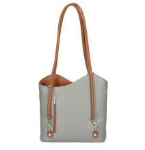 Bőr válltáska/hátizsák 1260 szürke+konyak Made in Italy