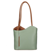 Bőr válltáska/hátizsák 1260 menta+konyak Made in Italy