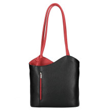 Bőr válltáska/hátizsák 1260 fekete+piros Made in Italy