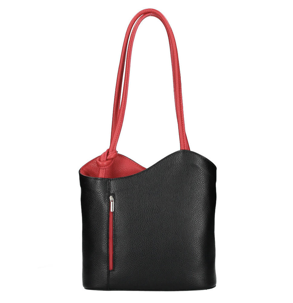 Bőr válltáska/hátizsák 1260 fekete+piros Made in Italy