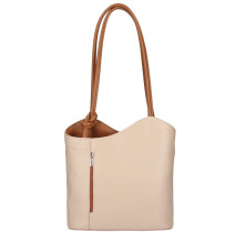 Bőr válltáska/hátizsák 1260 rózsaszín+konyak Made in Italy