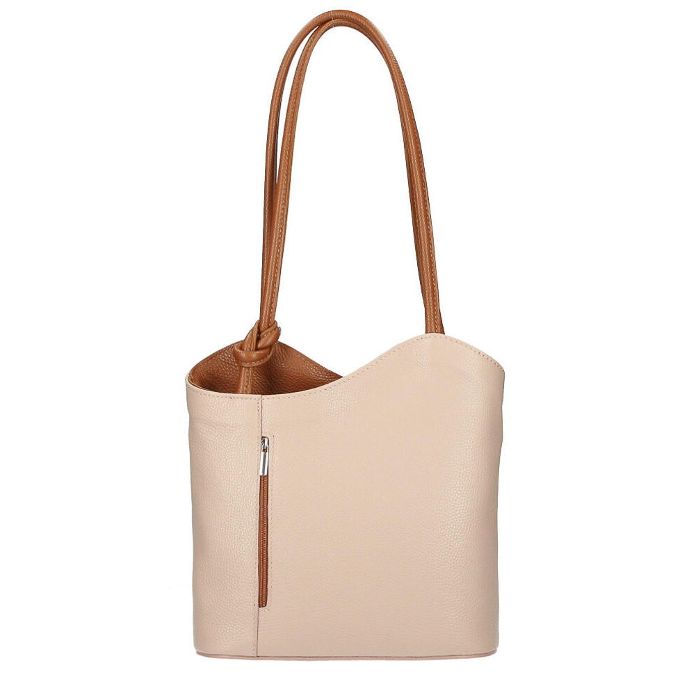 Bőr válltáska/hátizsák 1260 rózsaszín+konyak Made in Italy