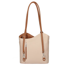 Bőr válltáska/hátizsák 1260 rózsaszín+konyak Made in Italy