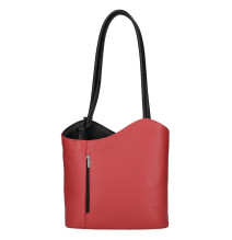 Bőr válltáska/hátizsák 1260 piros+fekete Made in Italy