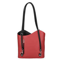 Bőr válltáska/hátizsák 1260 piros+fekete Made in Italy