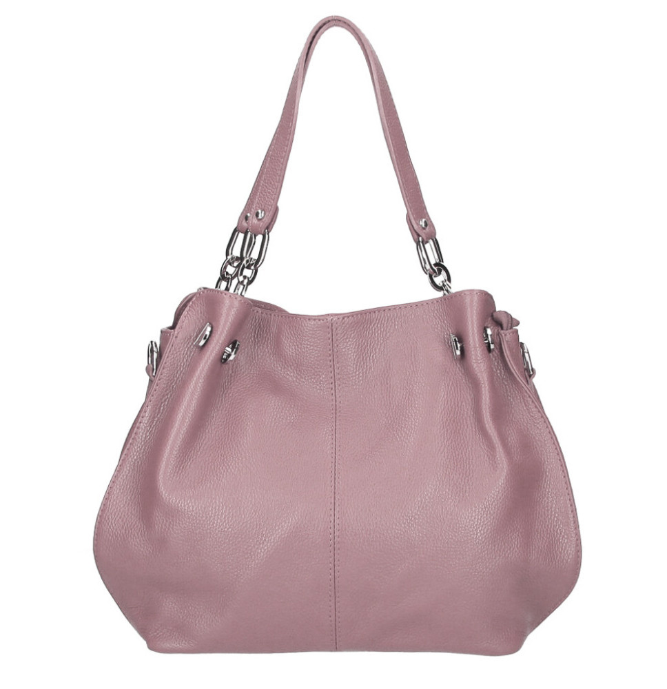 Női bőr kézitáska 842 régi rózsaszín Made in Italy