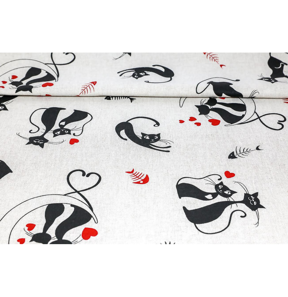 Dekoratív szövet Black cats, h. 140 cm