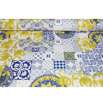 Dekoratív pamutszövet Majolika citrom, szélesség 140 cm