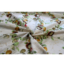 Veľkonočná žakárová látka s motívom vajíčok a hniezd, šírka 160 cm