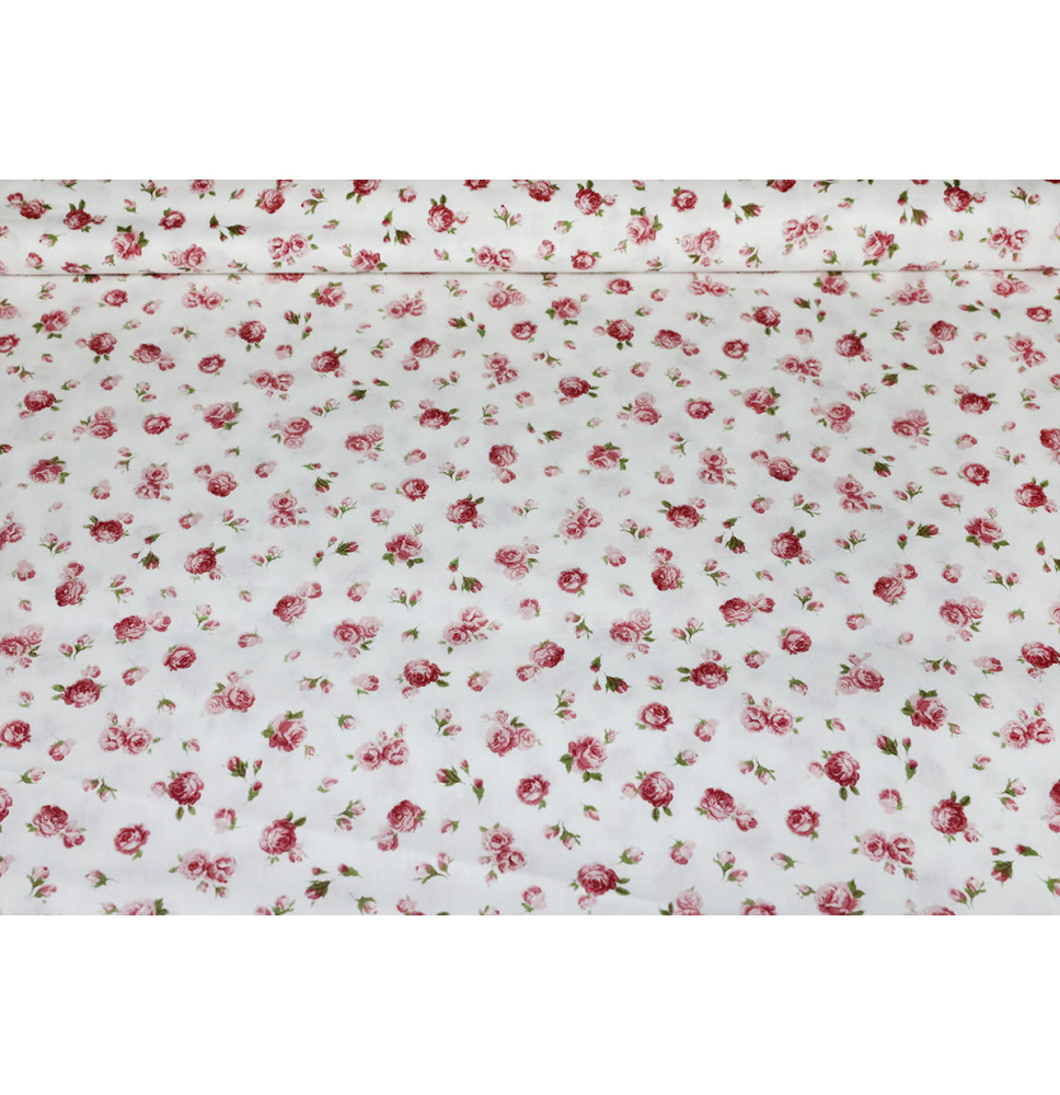 Pamut szövet Rózsaszín rózsák, h. 140 cm
