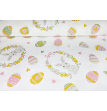 Húsvéti pamut asztali futó nyuszi és tojás