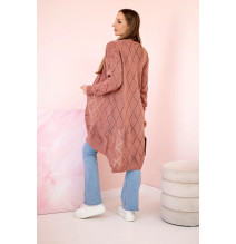 Női pulóver geometriai mintával MI2020-4 sötét rózsaszín