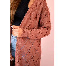 Női pulóver geometriai mintával MI2020-4 sötét rózsaszín