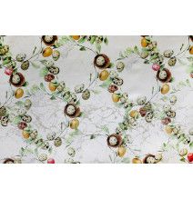 Húsvéti jacquard terítő tojás és fészek motívummal, szélessége 140 cm