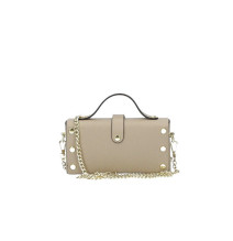 Bőr kézitáska 287 szürkésbarna Made in Italy