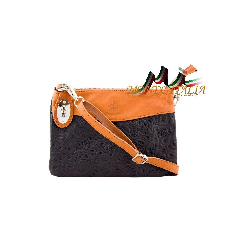 Bőr válltáska 1157 fekete Made in Italy