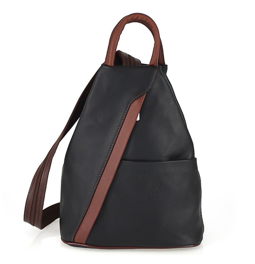 Bőr hátizsák fekete + barna Készült Olaszországban