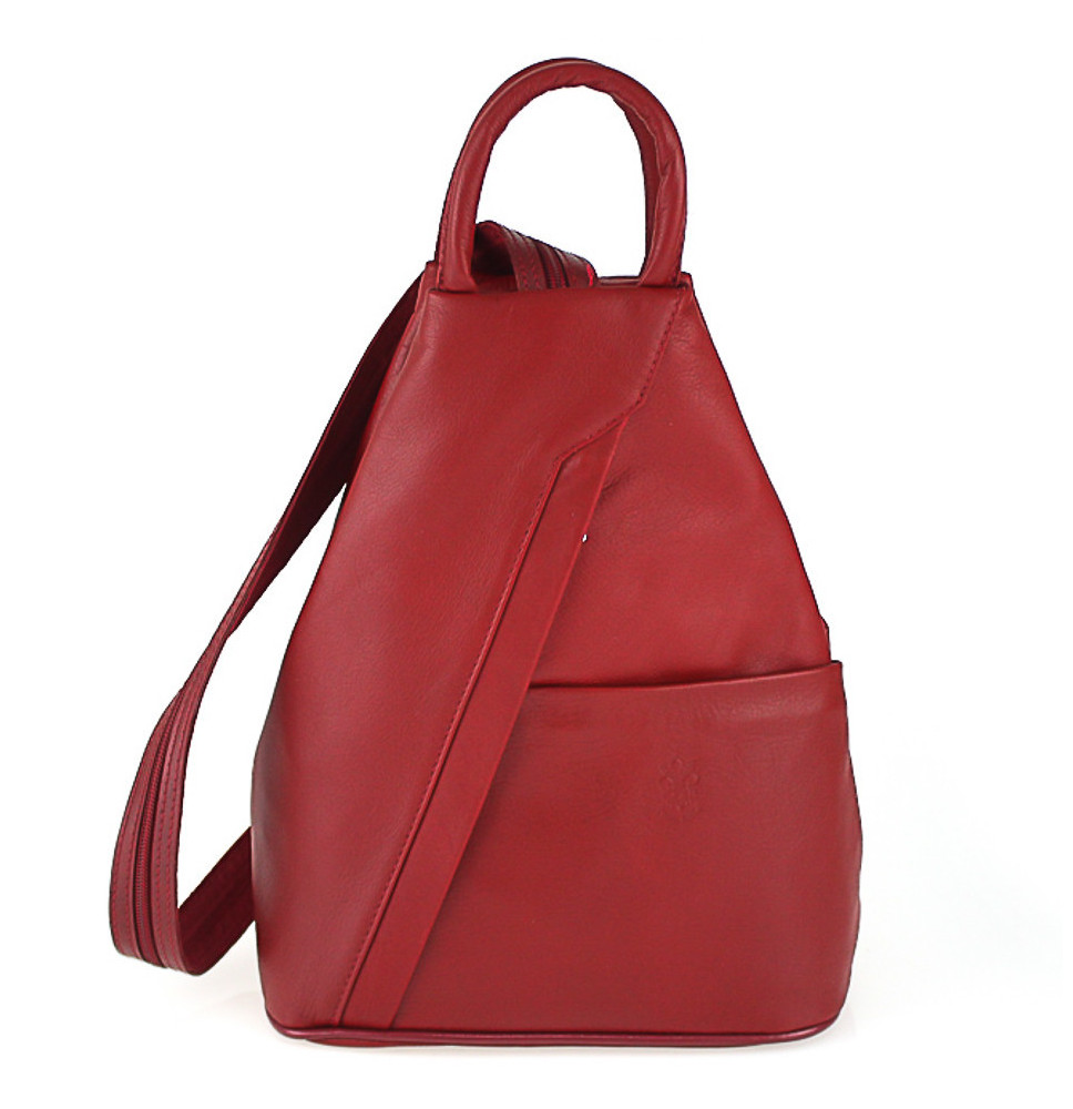 Piros bőr hátizsák. Gyártva Olaszországban