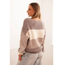 Női csíkos pulóver fonott szegéllyel fango Made in Italy