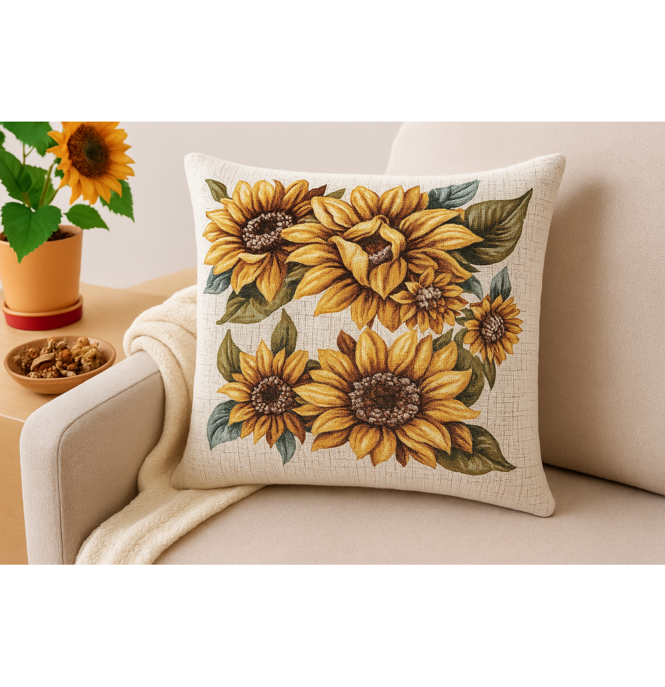 Párnahuzat gobelin Napraforgó Chenille IT120