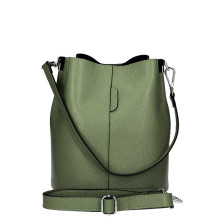 Bőr kézitáska 401 Made in Italy katonai zöld