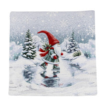 Karácsonyi Gobelin Párnahuzat - Manó korcsolyán