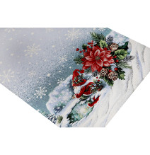 Karácsonyi Gobelin Asztali Futó Lurexszel - Korcsolyázó Manó