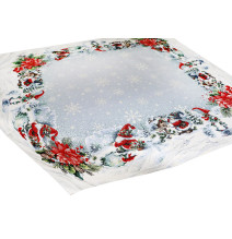 Karácsonyi Gobelin Terítő Lurexszel - Manó korcsolyán