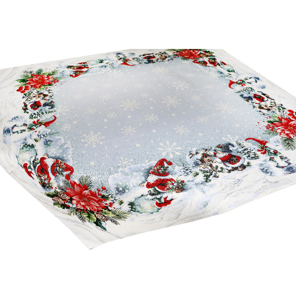 Karácsonyi Gobelin Terítő Lurexszel - Manó korcsolyán