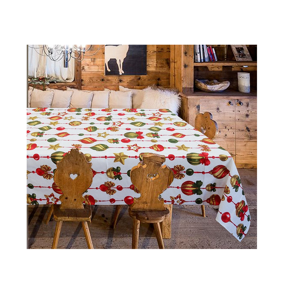Pamut terítő karácsonyi díszekkel