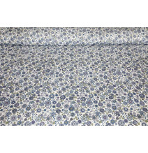 Pamut szövet Flanel kék virágok, h. 145 cm