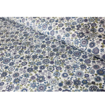 Pamut szövet Flanel kék virágok, h. 145 cm