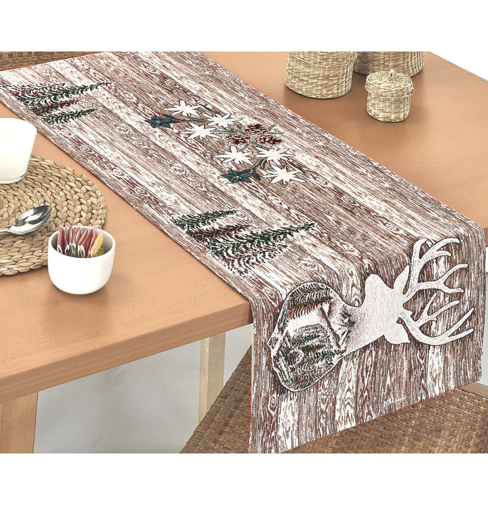 Gobelin terítő Barna szarvas Chenille IT027